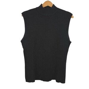 Vintage Talbots Women Mock Neck Sweater XL Sleeveless Silk Blend Preppy‎ Office